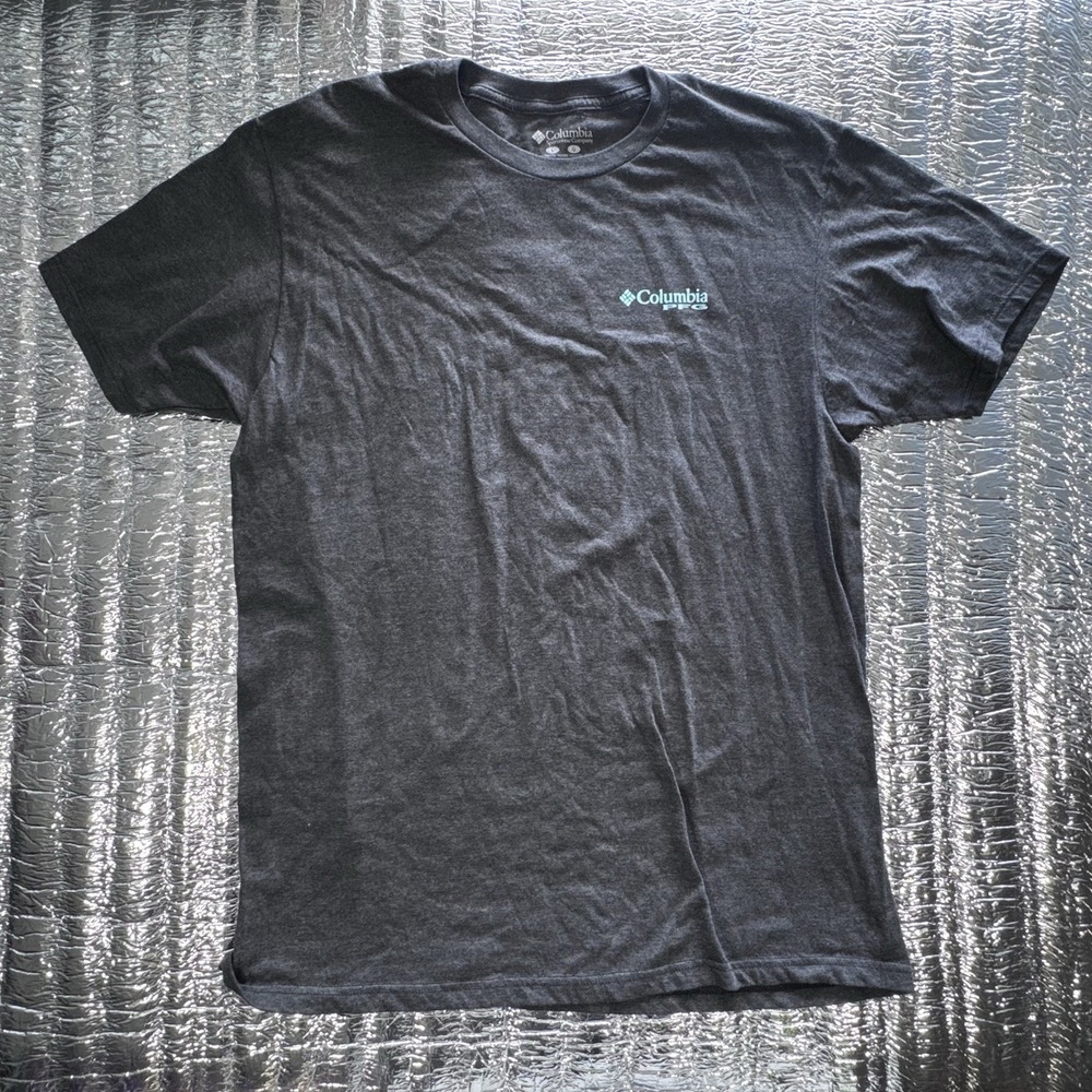 Columbia PFG Men's Graphic T-Shirt Fish Flag Logo Gray Size Large